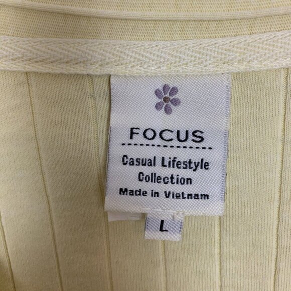 Focus Casual Life Long Sleeve Cardigan Sweater Yellow Button Lagenlook Womens L - Picture 2 of 16